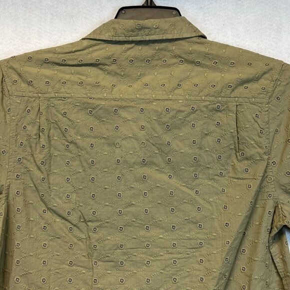 NWT LUCKY BRAND Shirt Women's Small Olive Green Eyelet Embroidered Button Down - Picture 14 of 16